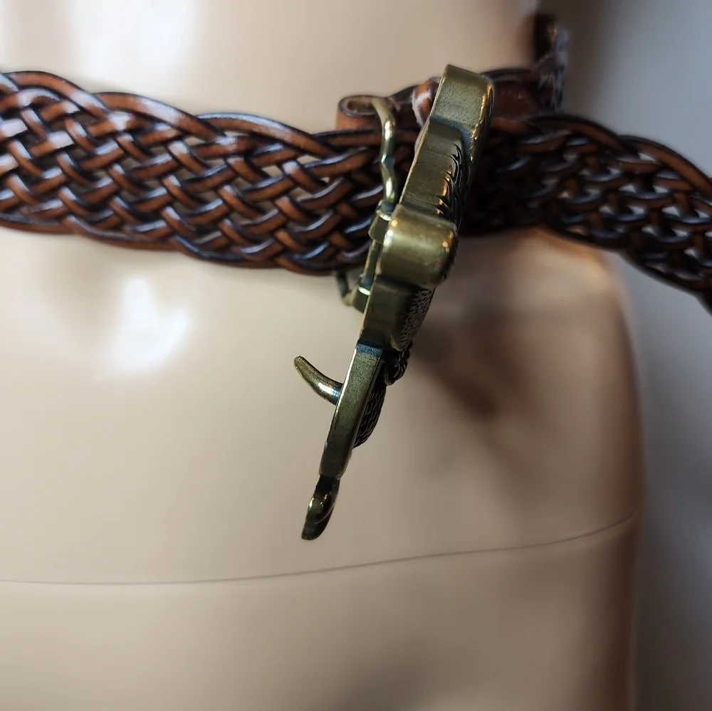 Delia's brown woven‎ Owl Belt.  Size medium.